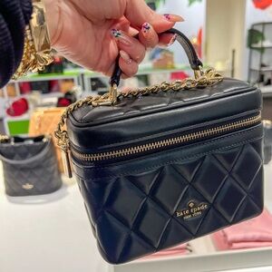 Kate Spade trunk vanity Quilted Crossbody Bag with Gold Chain